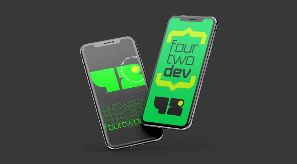 Mockups mobile com identidade visual 42dev — desenvolvimento de aplicativos e presença digital